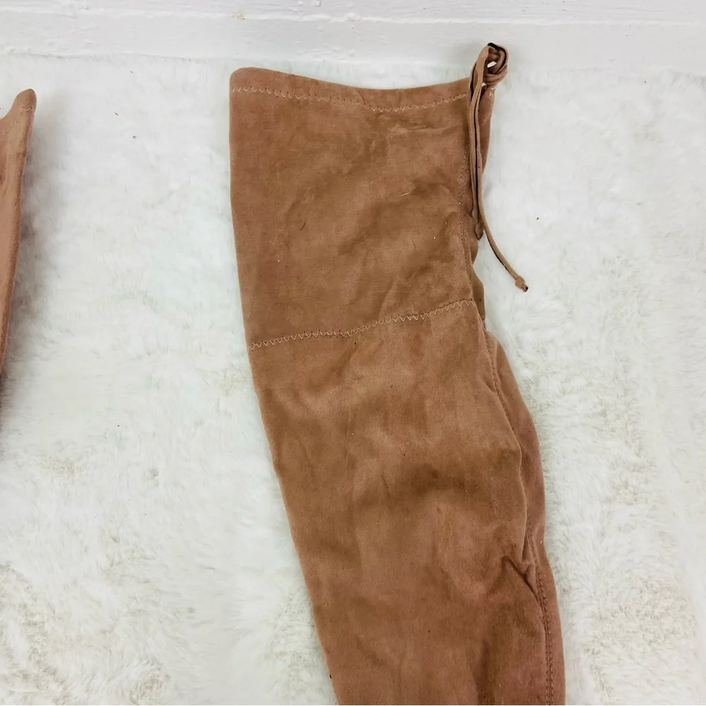 Catherine Malandrino sexy Suede Over-the-Knee heeled Boots in Tan size 7.5